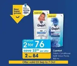 Clicks Comfort - fabric conditioner refill value packs offer
