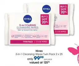 Clicks Nivea - 3-in-1 cleansing wipes twin pack offer