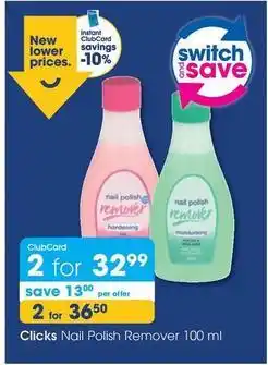 Clicks Clicks - nail polish remover 100 ml offer