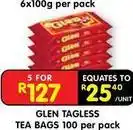 Shoprite Glen - tagless tea bags offer