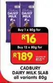 Shoprite Cadbury - dairy milk slab offer
