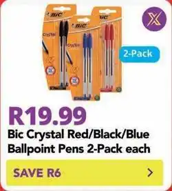 Shoprite Bic - crystal red/black/blue ballpoint pens offer