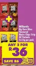 Shoprite Willards - big korn bites flavoured maize chips strip offer