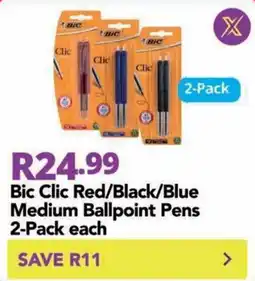 Shoprite Bic Clic Red/Black/Blue Medium Ballpoint Pens offer