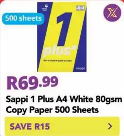 Shoprite Sappi 1 Plus A4 White 80gsm Copy Paper offer