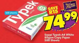 Shoprite Sappi Typek A4 White Copy Paper offer