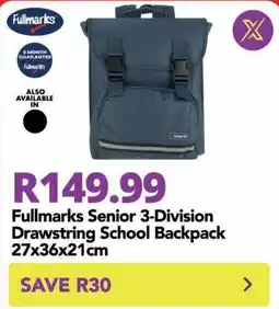 Shoprite Fullmarks Senior 3-Division Drawstring School Backpack offer