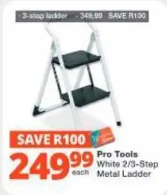 Pro Tools White 2/3-Step Metal Ladder