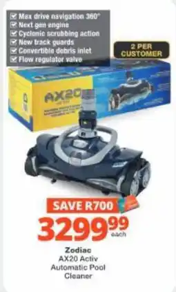 Checkers Hyper Zodiac AX20 Activ Automatic Pool Cleaner offer