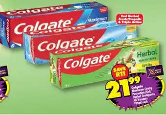 Colgate Maximum Cavity Protection/Gel Herbal Toothpaste