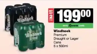 Windhoek Premium Draught or Lager Cans