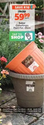 Checkers Hyper Sebor Cotta/Grigio Plant Pot offer