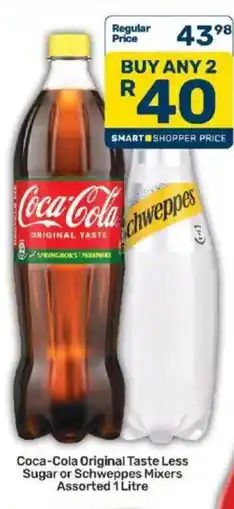 Pick n Pay Coca-Cola Original Taste Less Sugar or Schweppes Mixers Assorted offer