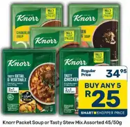 Pick n Pay Knorr Packet Soup or Tasty Stew Mix Assorted offer