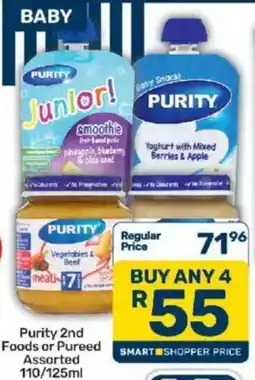 Pick n Pay Purity 2nd Foods or Pureed Assorted offer