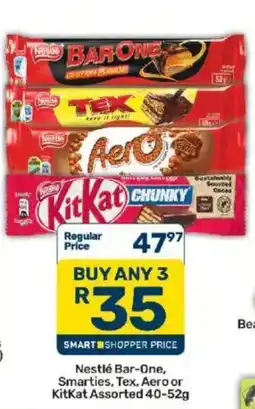 Pick n Pay Nestlé Bar-One, Smarties, Tex, Aero or KitKat Assorted offer
