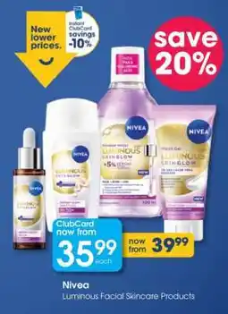 Clicks Nivea Luminous Facial Skincare Products offer