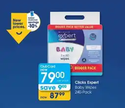 Clicks Clicks Expert Baby Wipes 240-Pack offer