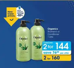 Clicks Organics Shampoo or Conditioner 1 Litre offer