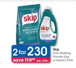 Clicks Skip Auto Washing Powder 3 kg or Liquid 2 Litres offer
