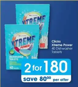 Clicks Clicks Xtreme Power 40 Dishwasher Tablets offer