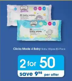 Clicks Clicks Made 4 Baby Baby Wipes 80-Pack offer