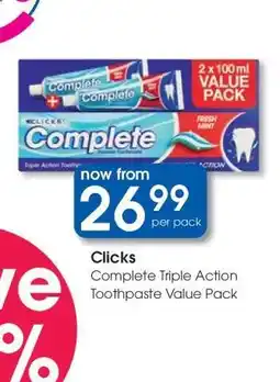 Clicks Clicks Complete Triple Action Toothpaste Value Pack offer