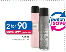 Clicks Clicks Body Spray 250 ml offer