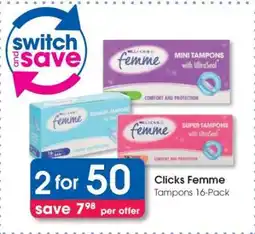 Clicks Clicks Femme Tampons 16-Pack offer