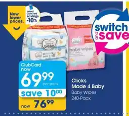 Clicks Clicks Made 4 Baby Baby Wipes 240-Pack offer