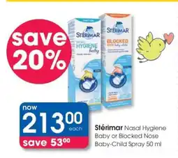 Clicks Stérimar Nasal Hygiene Baby or Blocked Nose Baby-Child Spray 50 ml offer