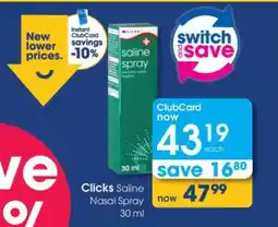 Clicks Clicks Saline Nasal Spray 30 ml offer