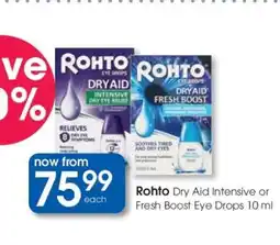 Clicks Rohto Dry Aid Intensive or Fresh Boost Eye Drops 10 ml offer