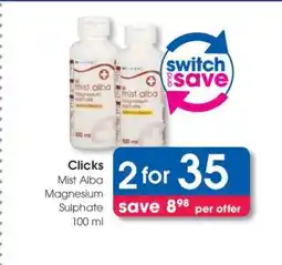 Clicks Mist Alba Magnesium Sulphate 100 ml offer