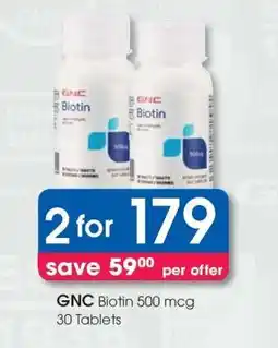Clicks GNC Biotin 500 mcg 30 Tablets offer