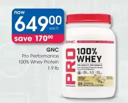 Clicks GNC Pro Performance 100% Whey Protein 1.9 lb offer