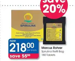 Clicks Marcus Rohrer Spirulina Refill Bag 180 Tablets offer