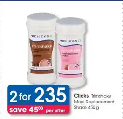 Clicks Clicks Trimshake Meal Replacement Shake 450 g offer