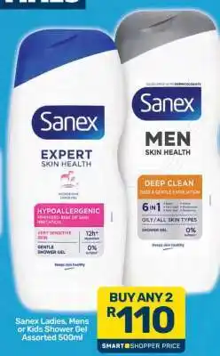 Pick n Pay Sanex Ladies, Mens or Kids Shower Gel Assorted 500ml offer