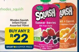 Pick n Pay Rhodes Squish Infant Food Assorted 110ml offer
