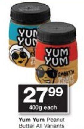 Checkers Yum Yum Peanut Butter All Variants 400g offer