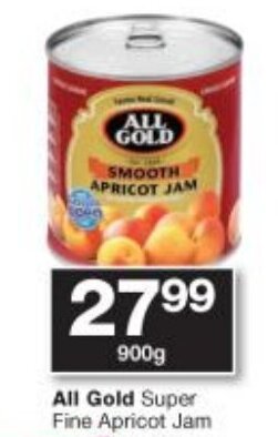 Checkers All Gold Super Fine Apricot Jam 900g offer