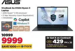 HiFi Corp ASUS VivoBook Go E1504 Ryzen 3 Laptop offer