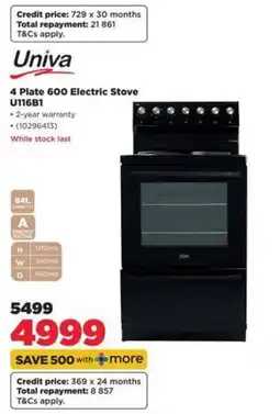 HiFi Corp Univa 4 Plate 600 Electric Stove offer