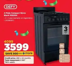 HiFi Corp DEFY 4 Plate Compact Stove Black DSS554 offer