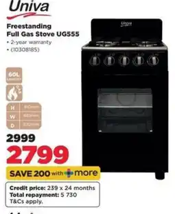 HiFi Corp Univa Freestanding Full Gas Stove UG555 offer