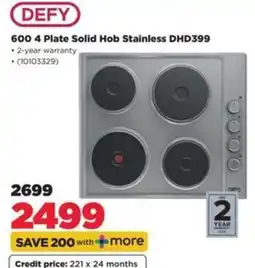 HiFi Corp DEFY 600 4 Plate Solid Hob Stainless DHD399 offer