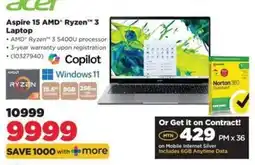 HiFi Corp Acer Aspire 15 AMD Ryzen 3 Laptop offer