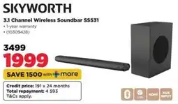 HiFi Corp SKYWORTH 3.1 Channel Wireless Soundbar SS531 offer