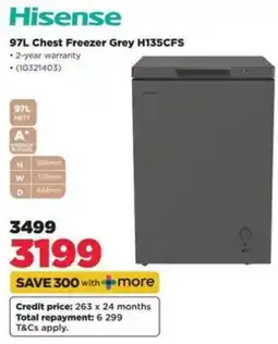 HiFi Corp Hisense 97L Chest Freezer Grey offer